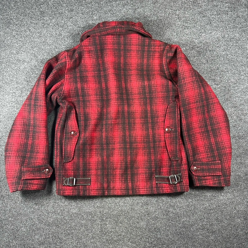 Woolrich 40's/50's Mackinaw Wool Jacket Size 38 Red Black Plaid Hunting Coat VTG - Picture 2 of 6